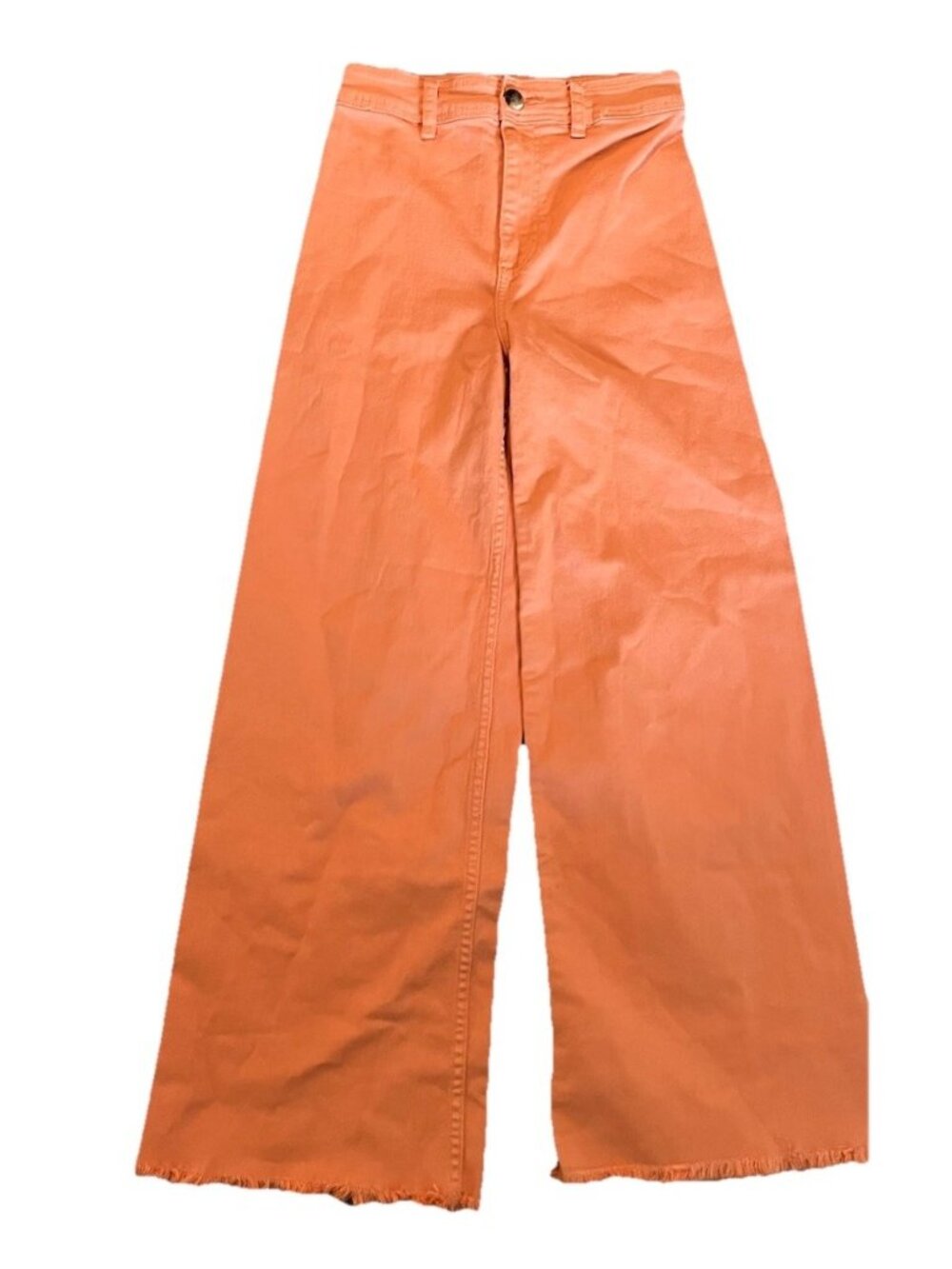 Billabong Orange Peach Free Fall Pants Wide Leg High Rise 25 Crop Inseam 27”